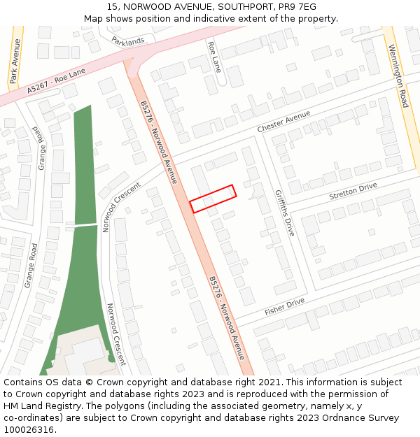 15, NORWOOD AVENUE, SOUTHPORT, PR9 7EG: Location map and indicative extent of plot