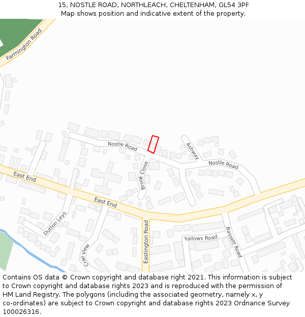 15, NOSTLE ROAD, NORTHLEACH, CHELTENHAM, GL54 3PF: Location map and indicative extent of plot