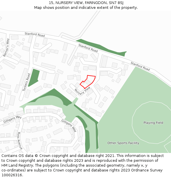 15, NURSERY VIEW, FARINGDON, SN7 8SJ: Location map and indicative extent of plot