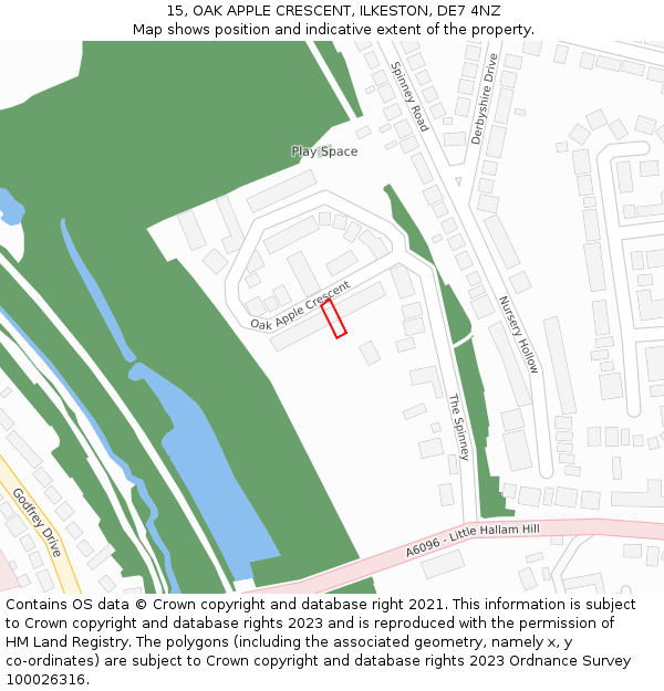 15, OAK APPLE CRESCENT, ILKESTON, DE7 4NZ: Location map and indicative extent of plot