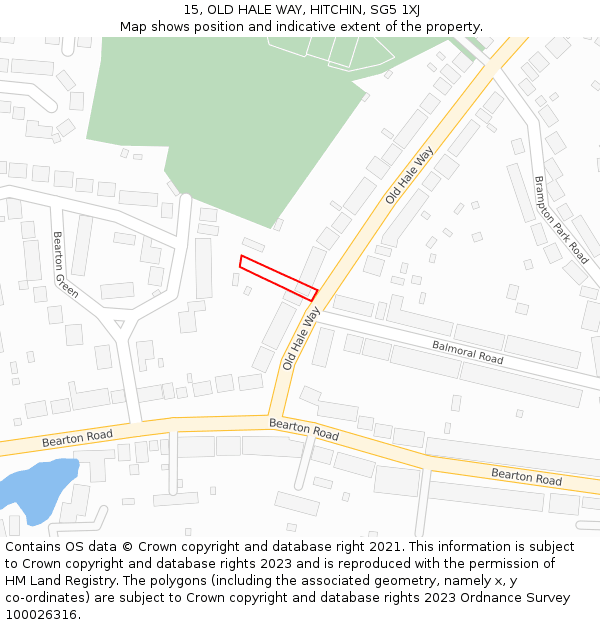 15, OLD HALE WAY, HITCHIN, SG5 1XJ: Location map and indicative extent of plot