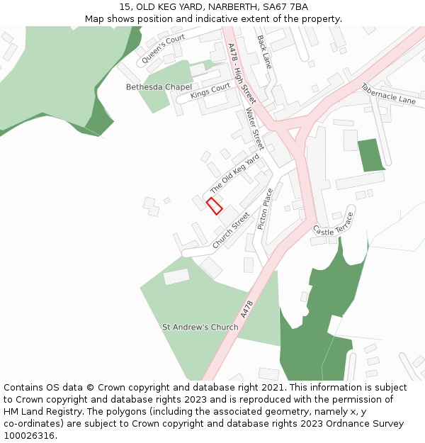 15, OLD KEG YARD, NARBERTH, SA67 7BA: Location map and indicative extent of plot