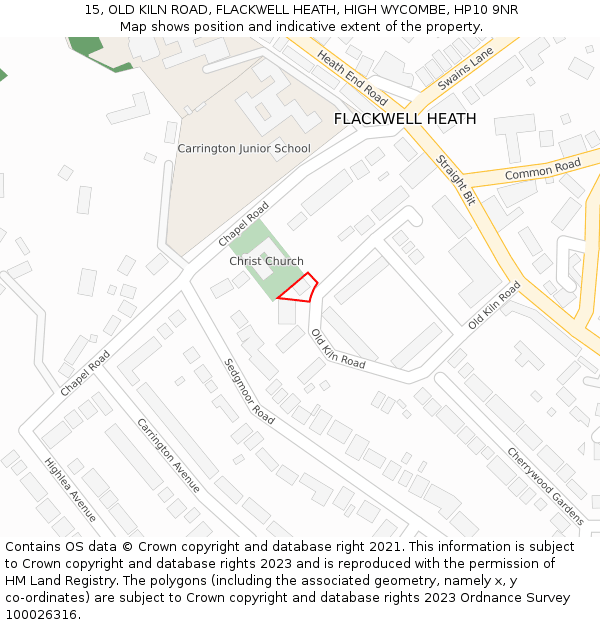 15, OLD KILN ROAD, FLACKWELL HEATH, HIGH WYCOMBE, HP10 9NR: Location map and indicative extent of plot