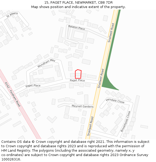 15, PAGET PLACE, NEWMARKET, CB8 7DR: Location map and indicative extent of plot