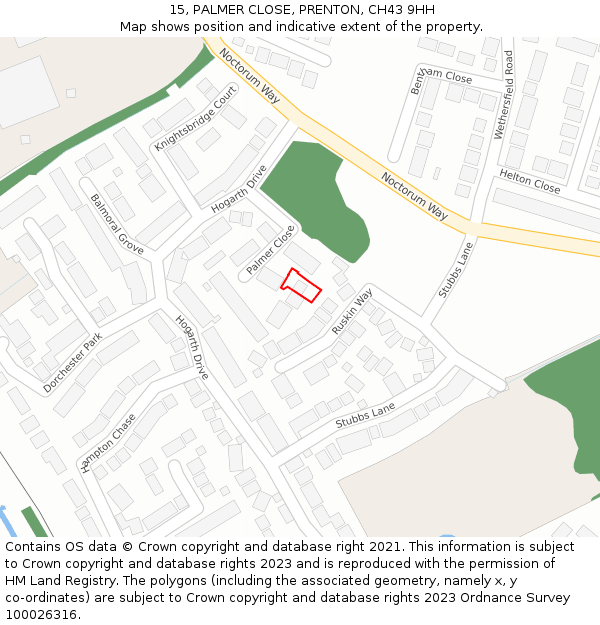 15, PALMER CLOSE, PRENTON, CH43 9HH: Location map and indicative extent of plot