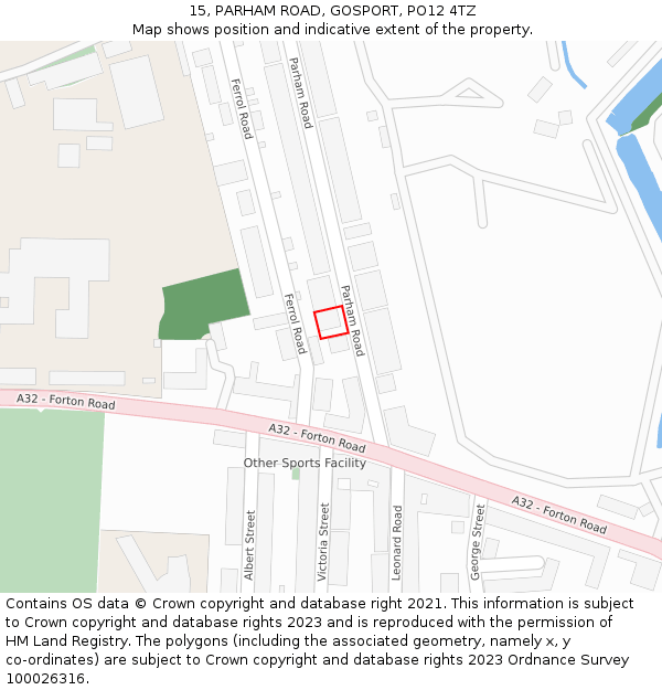 15, PARHAM ROAD, GOSPORT, PO12 4TZ: Location map and indicative extent of plot