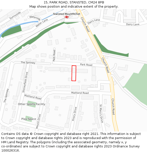 15, PARK ROAD, STANSTED, CM24 8PB: Location map and indicative extent of plot