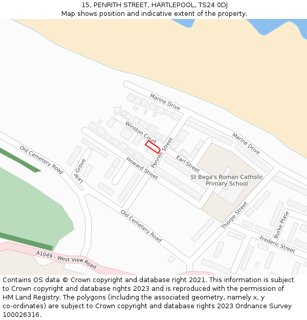 15, PENRITH STREET, HARTLEPOOL, TS24 0DJ: Location map and indicative extent of plot