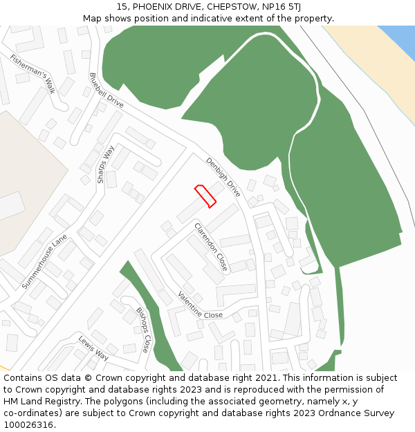 15, PHOENIX DRIVE, CHEPSTOW, NP16 5TJ: Location map and indicative extent of plot