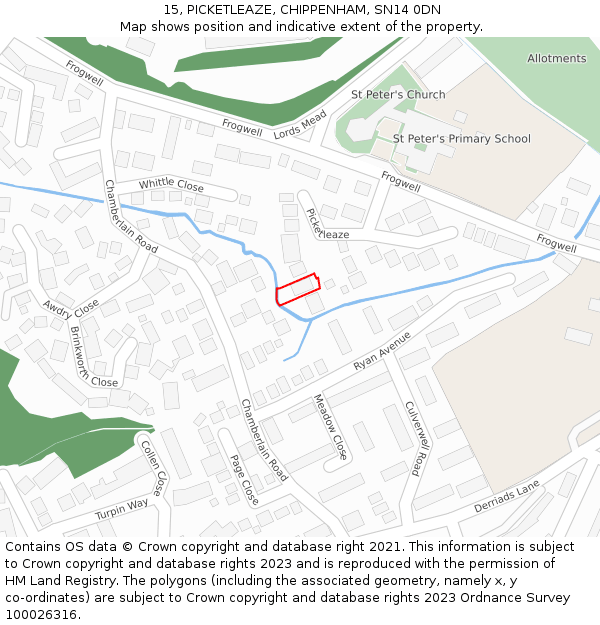 15, PICKETLEAZE, CHIPPENHAM, SN14 0DN: Location map and indicative extent of plot