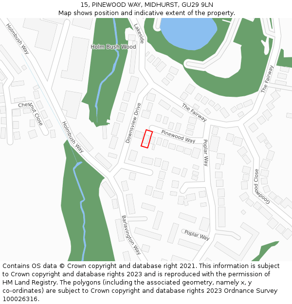 15, PINEWOOD WAY, MIDHURST, GU29 9LN: Location map and indicative extent of plot