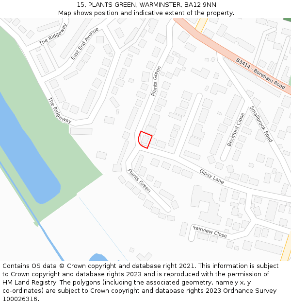 15, PLANTS GREEN, WARMINSTER, BA12 9NN: Location map and indicative extent of plot