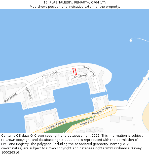 15, PLAS TALIESIN, PENARTH, CF64 1TN: Location map and indicative extent of plot