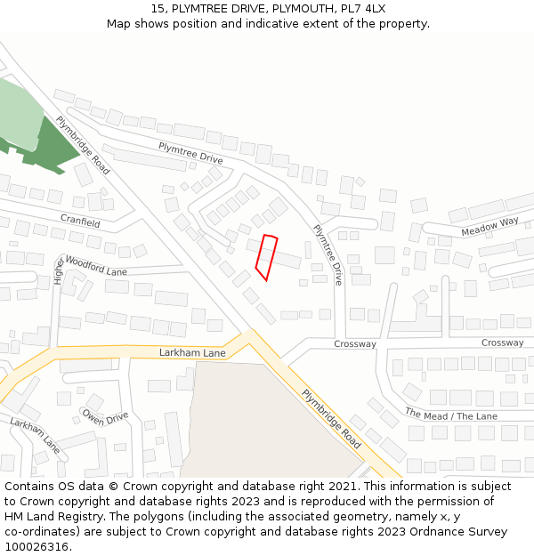 15, PLYMTREE DRIVE, PLYMOUTH, PL7 4LX: Location map and indicative extent of plot