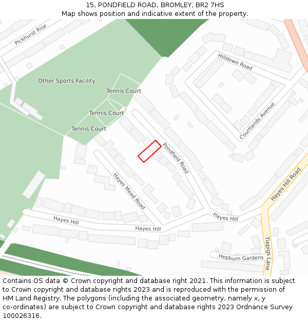 15, PONDFIELD ROAD, BROMLEY, BR2 7HS: Location map and indicative extent of plot