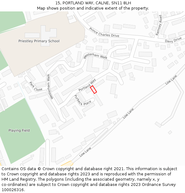 15, PORTLAND WAY, CALNE, SN11 8LH: Location map and indicative extent of plot