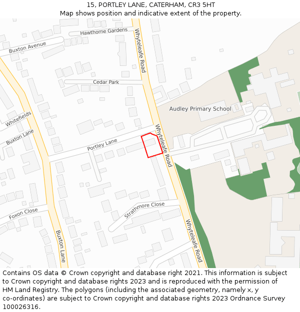 15, PORTLEY LANE, CATERHAM, CR3 5HT: Location map and indicative extent of plot