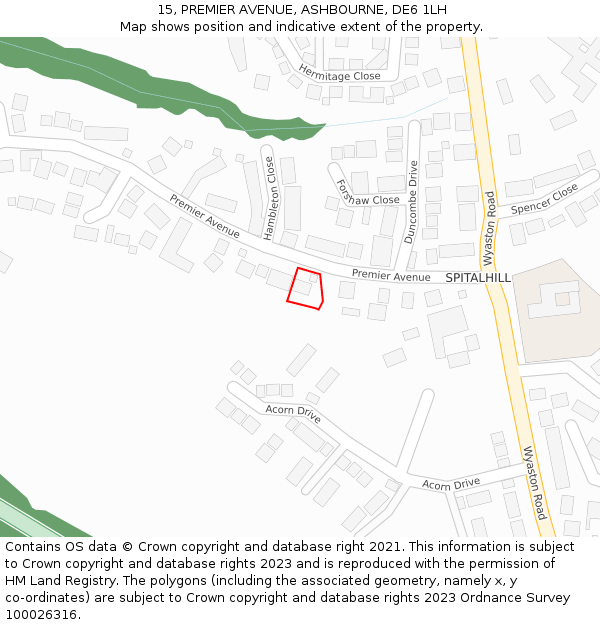 15, PREMIER AVENUE, ASHBOURNE, DE6 1LH: Location map and indicative extent of plot
