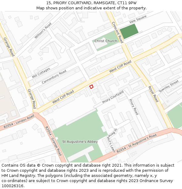 15, PRIORY COURTYARD, RAMSGATE, CT11 9PW: Location map and indicative extent of plot