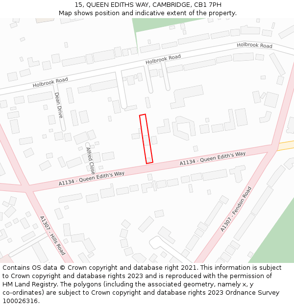 15, QUEEN EDITHS WAY, CAMBRIDGE, CB1 7PH: Location map and indicative extent of plot