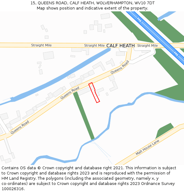 15, QUEENS ROAD, CALF HEATH, WOLVERHAMPTON, WV10 7DT: Location map and indicative extent of plot