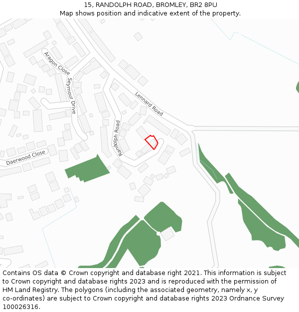 15, RANDOLPH ROAD, BROMLEY, BR2 8PU: Location map and indicative extent of plot