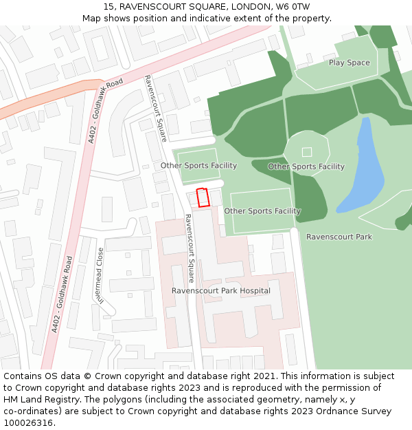 15, RAVENSCOURT SQUARE, LONDON, W6 0TW: Location map and indicative extent of plot