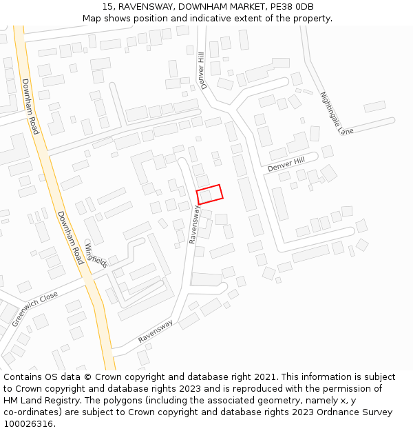 15, RAVENSWAY, DOWNHAM MARKET, PE38 0DB: Location map and indicative extent of plot