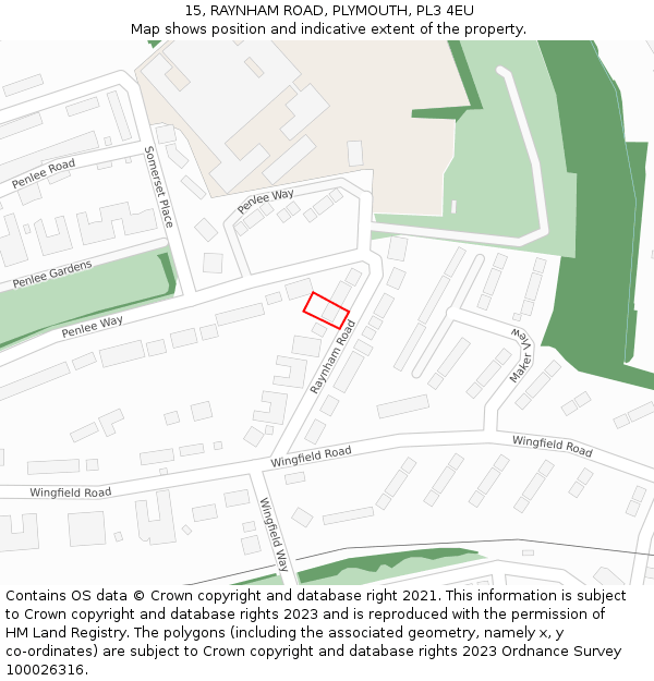 15, RAYNHAM ROAD, PLYMOUTH, PL3 4EU: Location map and indicative extent of plot