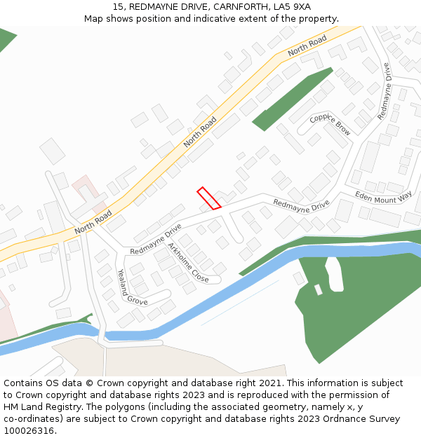 15, REDMAYNE DRIVE, CARNFORTH, LA5 9XA: Location map and indicative extent of plot
