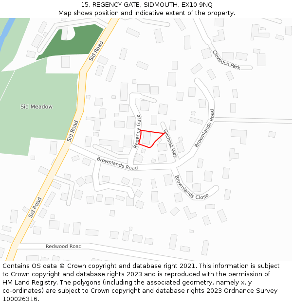 15, REGENCY GATE, SIDMOUTH, EX10 9NQ: Location map and indicative extent of plot