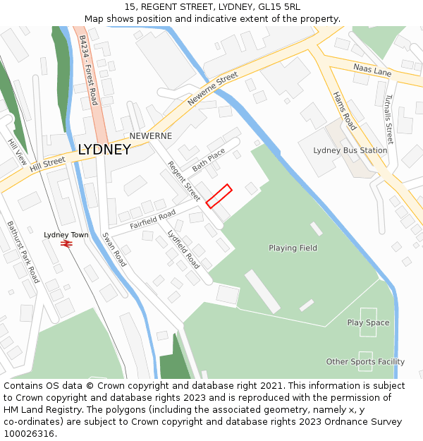15, REGENT STREET, LYDNEY, GL15 5RL: Location map and indicative extent of plot