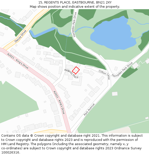 15, REGENTS PLACE, EASTBOURNE, BN21 2XY: Location map and indicative extent of plot