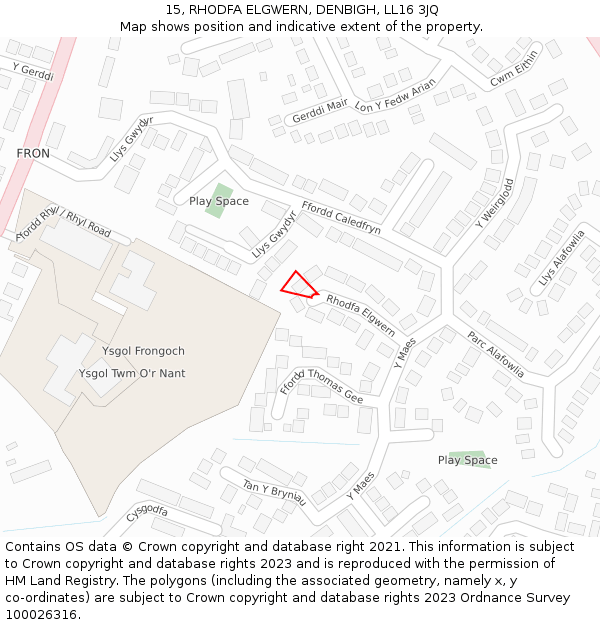 15, RHODFA ELGWERN, DENBIGH, LL16 3JQ: Location map and indicative extent of plot
