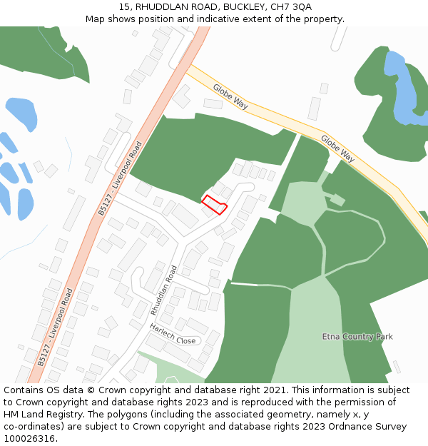 15, RHUDDLAN ROAD, BUCKLEY, CH7 3QA: Location map and indicative extent of plot