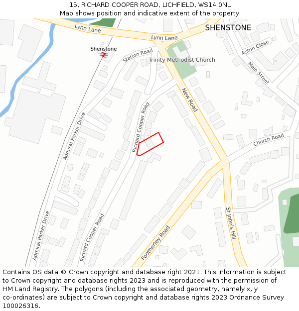 15, RICHARD COOPER ROAD, LICHFIELD, WS14 0NL: Location map and indicative extent of plot