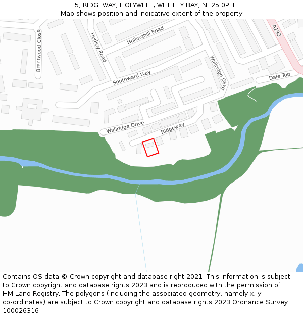 15, RIDGEWAY, HOLYWELL, WHITLEY BAY, NE25 0PH: Location map and indicative extent of plot