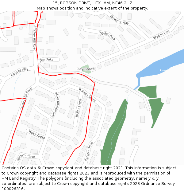 15, ROBSON DRIVE, HEXHAM, NE46 2HZ: Location map and indicative extent of plot