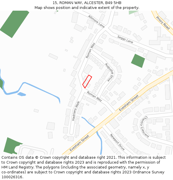 15, ROMAN WAY, ALCESTER, B49 5HB: Location map and indicative extent of plot