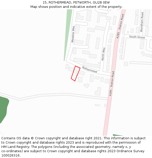 15, ROTHERMEAD, PETWORTH, GU28 0EW: Location map and indicative extent of plot