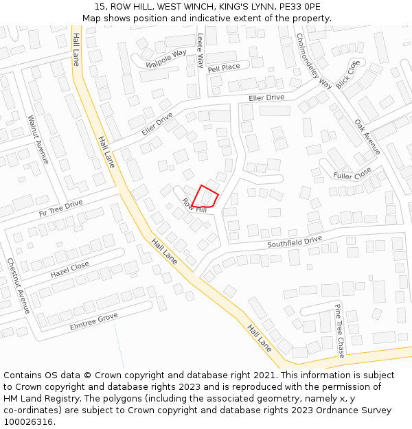 15, ROW HILL, WEST WINCH, KING'S LYNN, PE33 0PE: Location map and indicative extent of plot