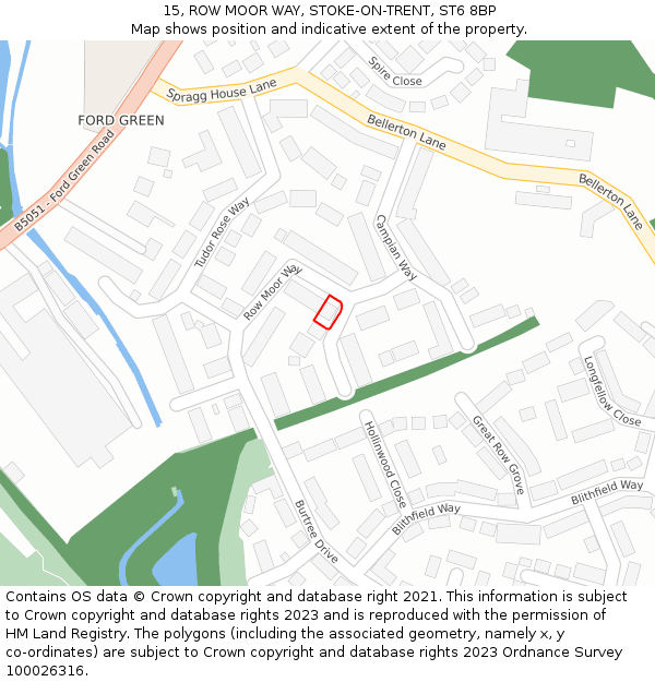 15, ROW MOOR WAY, STOKE-ON-TRENT, ST6 8BP: Location map and indicative extent of plot