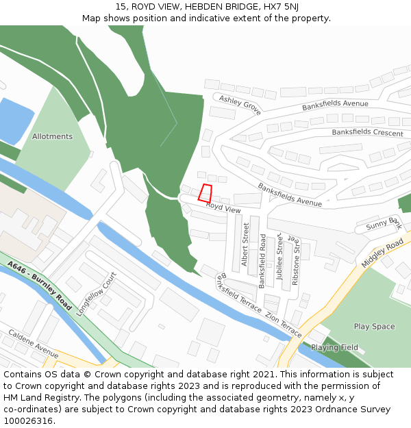 15, ROYD VIEW, HEBDEN BRIDGE, HX7 5NJ: Location map and indicative extent of plot
