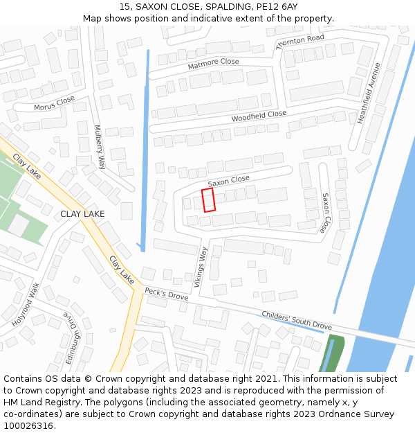 15, SAXON CLOSE, SPALDING, PE12 6AY: Location map and indicative extent of plot