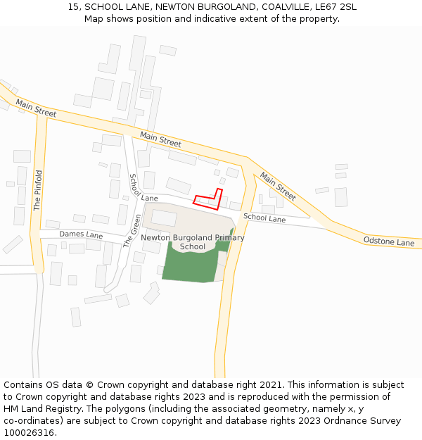 15, SCHOOL LANE, NEWTON BURGOLAND, COALVILLE, LE67 2SL: Location map and indicative extent of plot