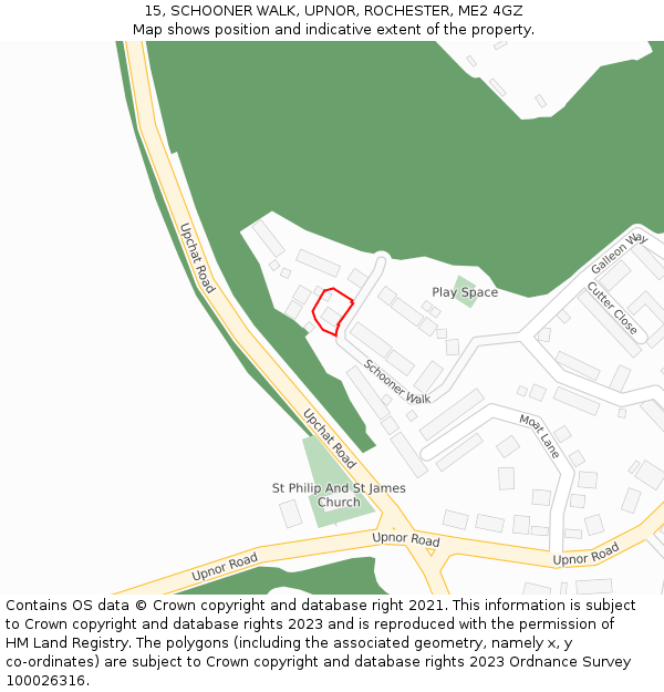 15, SCHOONER WALK, UPNOR, ROCHESTER, ME2 4GZ: Location map and indicative extent of plot