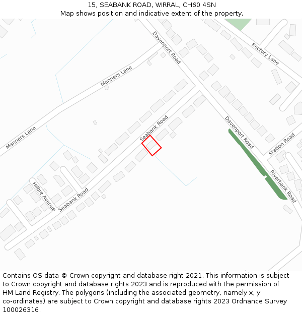 15, SEABANK ROAD, WIRRAL, CH60 4SN: Location map and indicative extent of plot