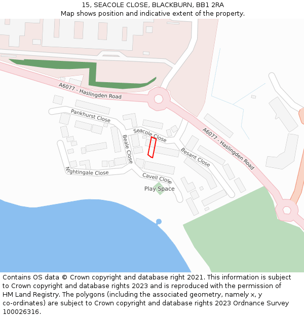 15, SEACOLE CLOSE, BLACKBURN, BB1 2RA: Location map and indicative extent of plot