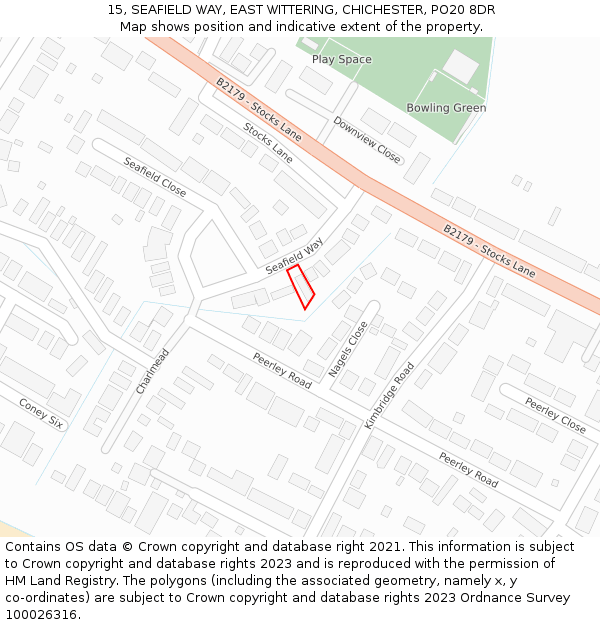 15, SEAFIELD WAY, EAST WITTERING, CHICHESTER, PO20 8DR: Location map and indicative extent of plot