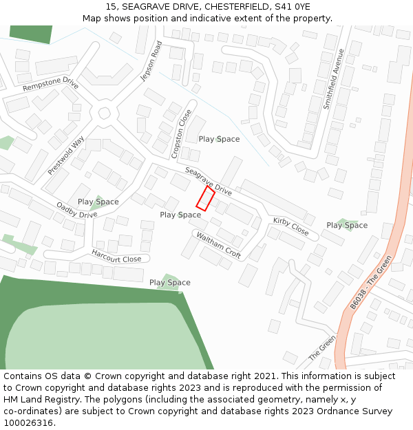 15, SEAGRAVE DRIVE, CHESTERFIELD, S41 0YE: Location map and indicative extent of plot